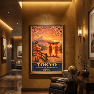 Tokyo Japan Retro Travel Print Vintage Wall Art