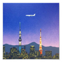 Tokyo Japan Skyline 80s Hiroshi Nagai Art