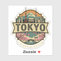 Tokyo Japan Skyline Mount Fuji Travel Badge