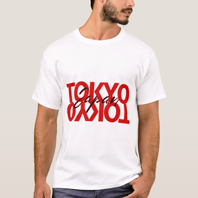 Tokyo Japan Stacked Typography Travel Graphic T-Shirt (Front)
