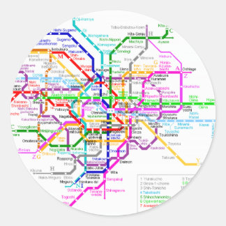 Tokyo Japan Subway Map Classic Round Sticker