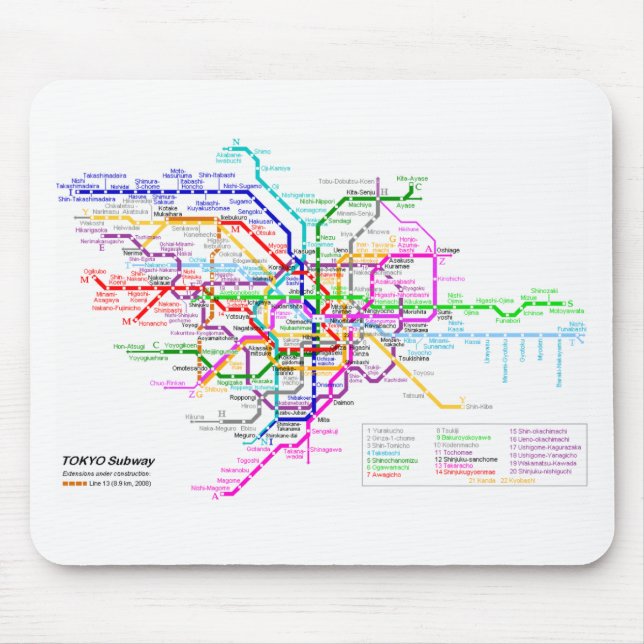 Tokyo Japan Subway Map Mouse Pad (Front)