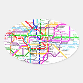 Tokyo Japan Subway Map Oval Sticker