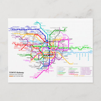 Tokyo Japan Subway Map Postcard