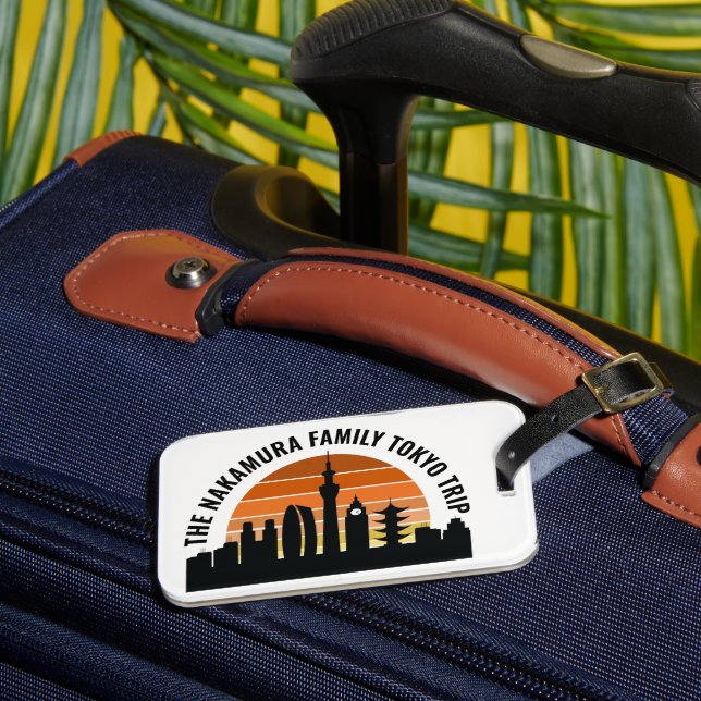Tokyo Japan Sunset Custom Vacation Luggage Tag (Front Insitu 3)