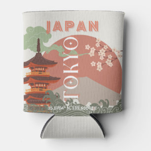 Tokyo Japan Travel Art, Retro Travel Art Can Cooler