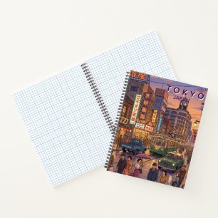 Tokyo Japan Travel Art Vintage Notebook
