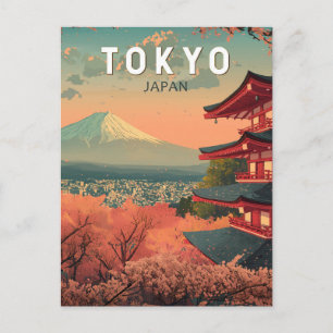 Tokyo Japan Travel Art Vintage Postcard