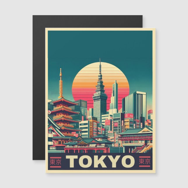 Tokyo Japan travel RETRO magnitic card gifts  (Front/Back)