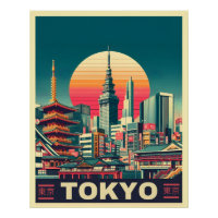 Tokyo Japan travel RETRO skyline gifts