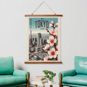 Tokyo Japan travel vintage gifts Hanging Tapestry