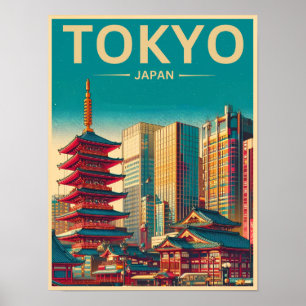 Tokyo Japan travel vintage gifts  Poster