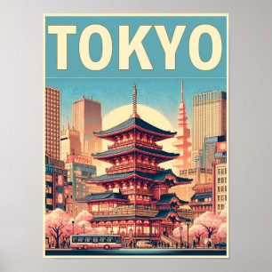 Tokyo Japan travel vintage gifts  Poster