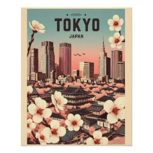 Tokyo Japan travel vintage gifts  Poster