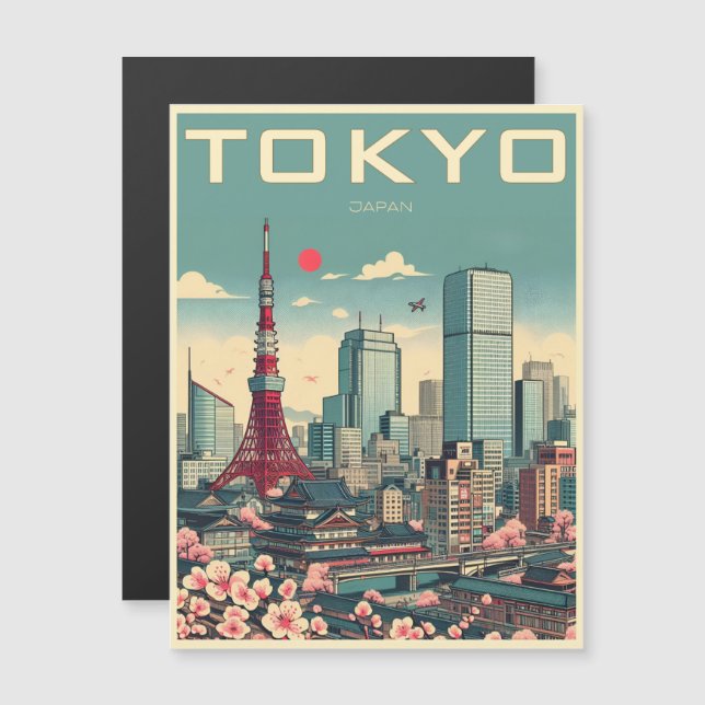 Tokyo Japan travel vintage magnitic card gifts  (Front/Back)