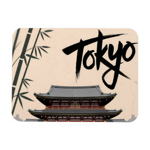 Tokyo Japan Travel Vintage Temple Calligraphy Art Magnet