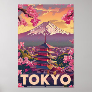 Tokyo Japan Vintage Famous Travel Place Poster