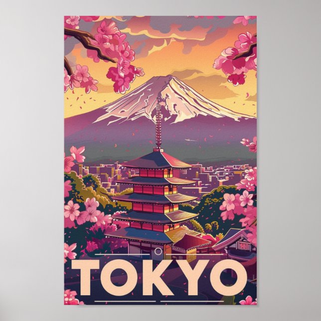 Tokyo Japan Vintage Famous Travel Place Poster (Front)