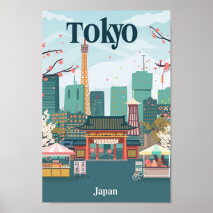 Tokyo Japan Vintage Famous Travel Place Poster