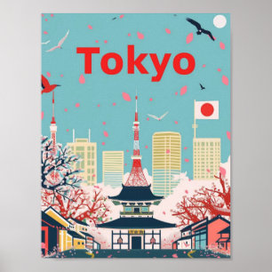 Tokyo Japan Vintage Famous Travel Place Poster
