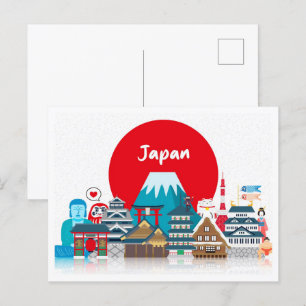 Tokyo Japan Vintage Illustration Travel Postcard