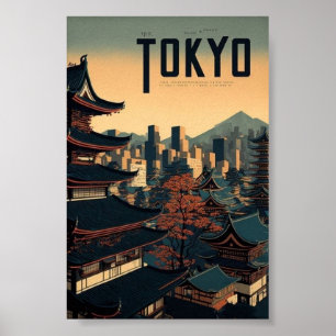 Tokyo Japan Vintage Travel Poster – Traditional Te