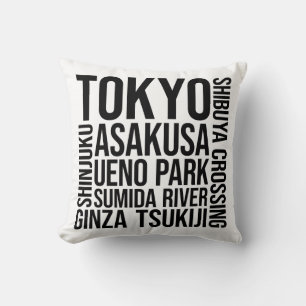 Tokyo Landmarks Typography - Japan Word Art Cushion