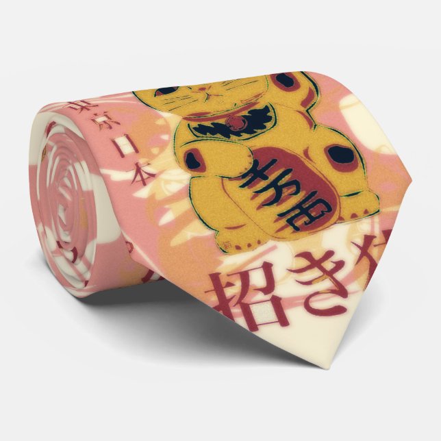 Tokyo Maneki Neko Tie (Rolled)