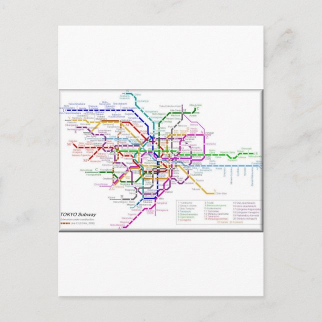 Tokyo Metro Map Postcard (Front)