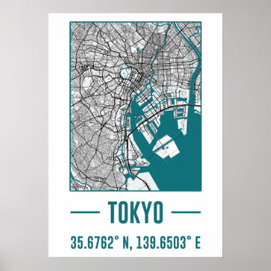tokyo Minimalist city Map, tokyo DIY city Map Poster