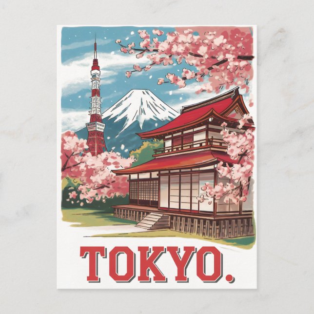 Tokyo Mount Fuji vintage Postcard (Front)