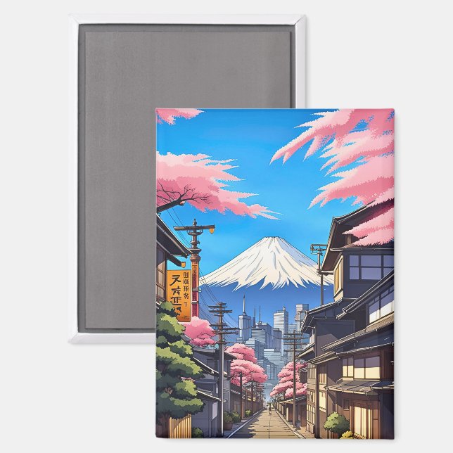 Tokyo Mt Fuji Stretched Canvas Print Magnet (Front/Back)