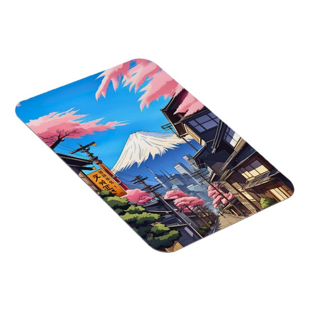 Tokyo Mt Fuji Stretched Canvas Print Magnet (Right Side)