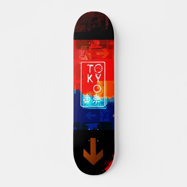 Tokyo Neon Red/Black Skateboard (Front)