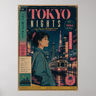 Tokyo Nights Retro City Pop Poster Vintage Japan