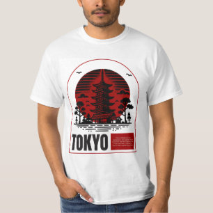Tokyo Pagoda Sunset – Japanese Minimalist Design T-Shirt