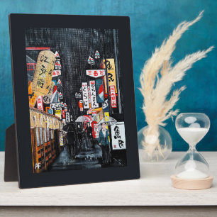Tokyo Rain Painting by Alfred Fox Plaque