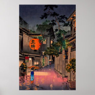 Tokyo Rainy Street, Evening at Ushigome Koitsu Poster