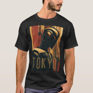 Tokyo Retro Art Deco Poster with Futuristic Robot T-Shirt