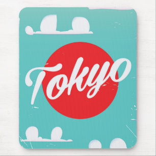 Tokyo rising sun vintage travel poster mouse pad