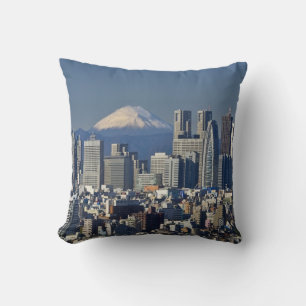 Tokyo, Shinjuku District Skyline, Mount Fuji Cushion