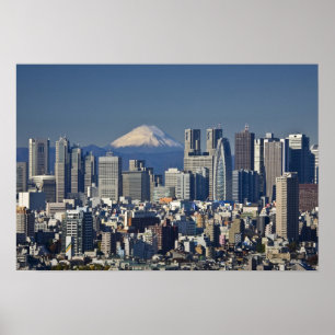 Tokyo, Shinjuku District Skyline, Mount Fuji, Poster