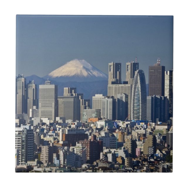 Tokyo, Shinjuku District Skyline, Mount Fuji Tile (Front)
