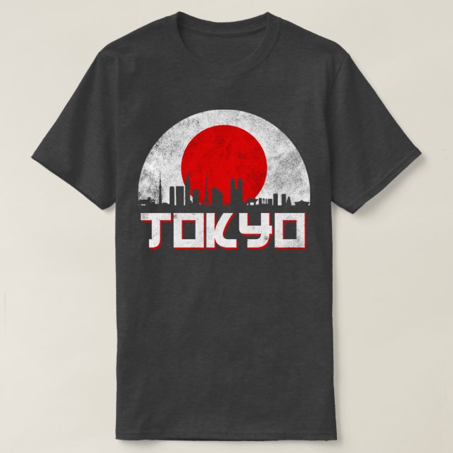 Tokyo Skyline Japan Flag T-Shirt (Design Front)