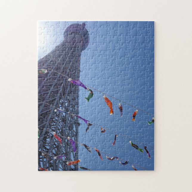 Tokyo Skytree tower Japan & koinobori fish flags Jigsaw Puzzle (Vertical)