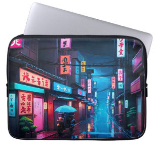 Tokyo Street At Night LoFi Art Laptop Sleeve