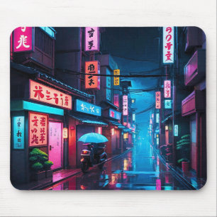 Tokyo Street At Night LoFi Art Mouse Pad