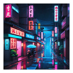 Tokyo Street At Night LoFi Art Photo Print