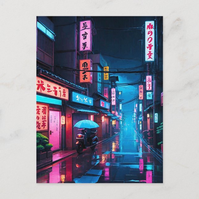 Tokyo Street At Night LoFi Art  Postcard (Front)