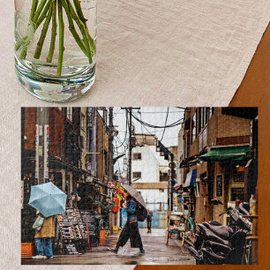 Tokyo Street Scene Japan Umbrellas Challenging Fun Jigsaw Puzzle